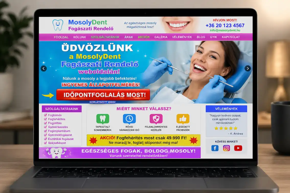 Sablonos weboldal példa