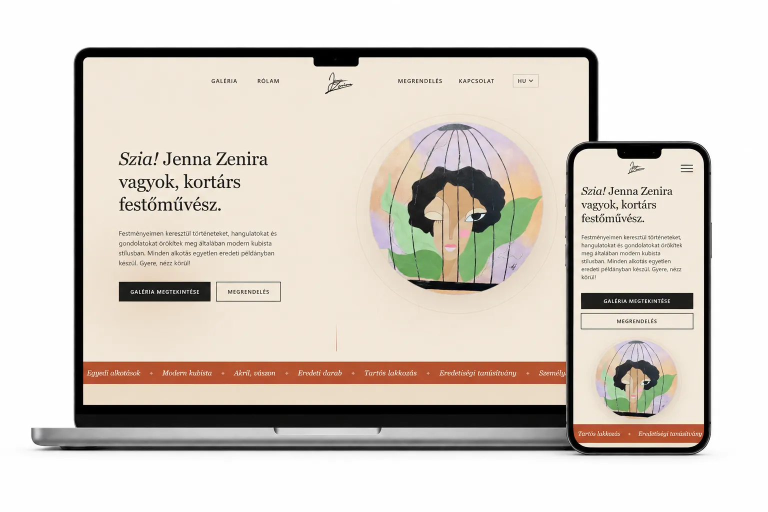Jenna Zenira festőművész portfólió weboldal